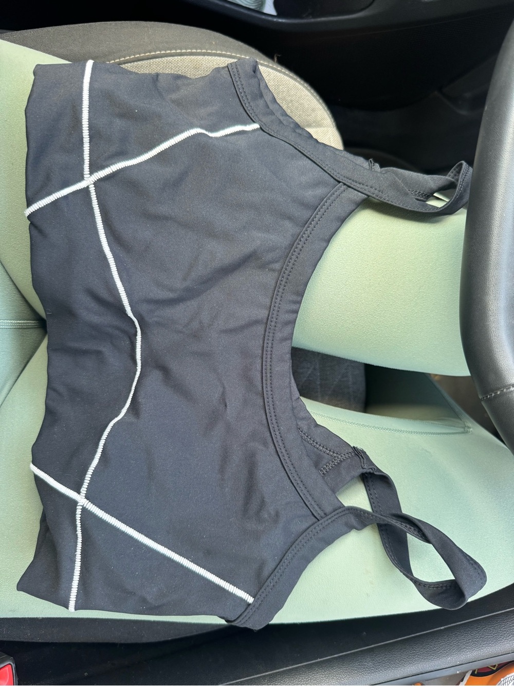 Black Stretch Sports Bra with White Contrast Stitching